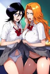 【BLEACH】ルキアと乱菊の嫌がりながらパンチラ